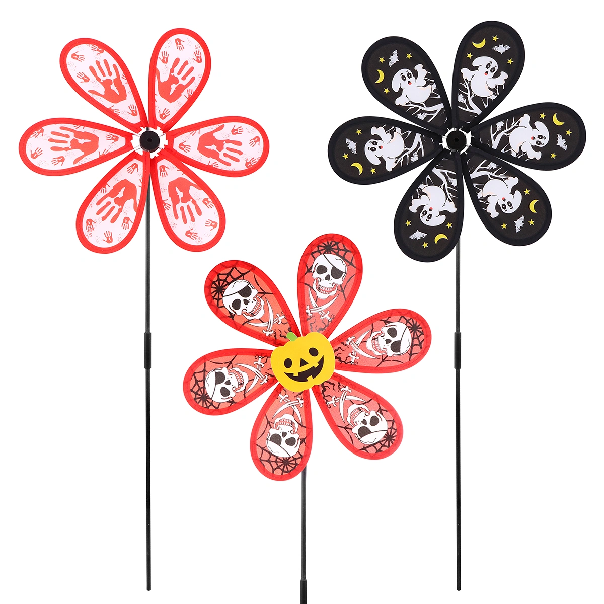 3pcs Halloween Windmill Bloody Hand Pumpkin Pattern Windmill (Random Style)