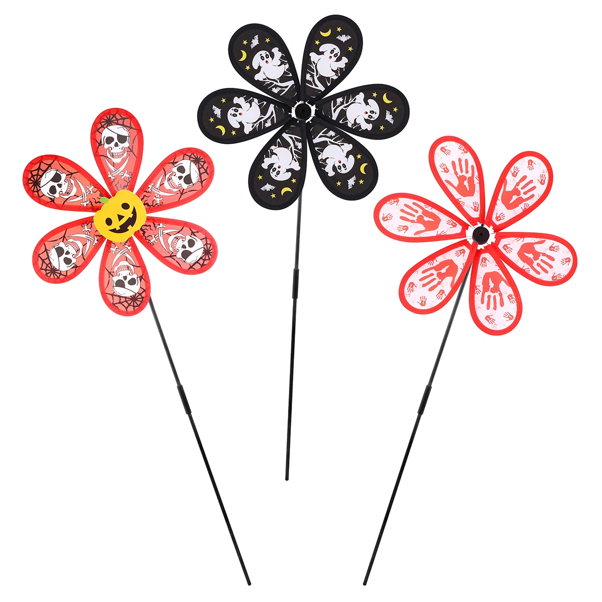 3pcs Halloween Windmill Bloody Hand Pumpkin Pattern Windmill (Random Style)