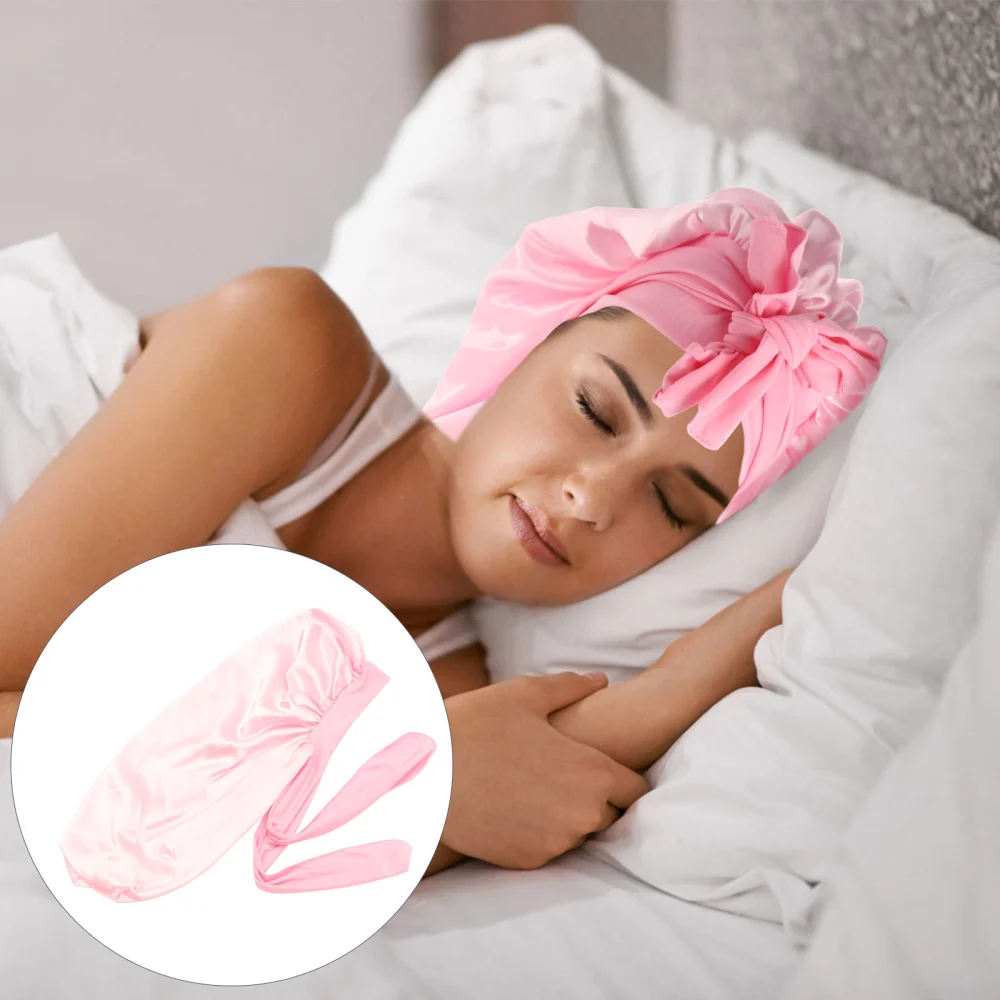 Hair Bonnet Bowknot Decorated Elastic Band Sleeping Wide-brimmed Nightcap