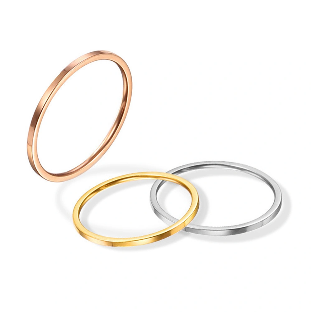 Simple Titanium Steel Ring Exquisite Finger Ring Couples Rings for Woman Man Decoration (Silver US Size 4)