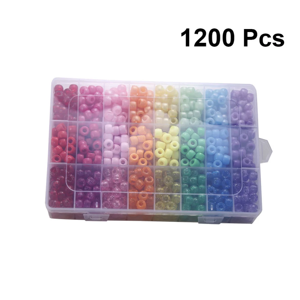 1200pcs 6x9mm DIY Beads Plastic Large Hole Round Beads Crafts Colored Beads Jewelry Accessory for Home Bracelet Necklace Making