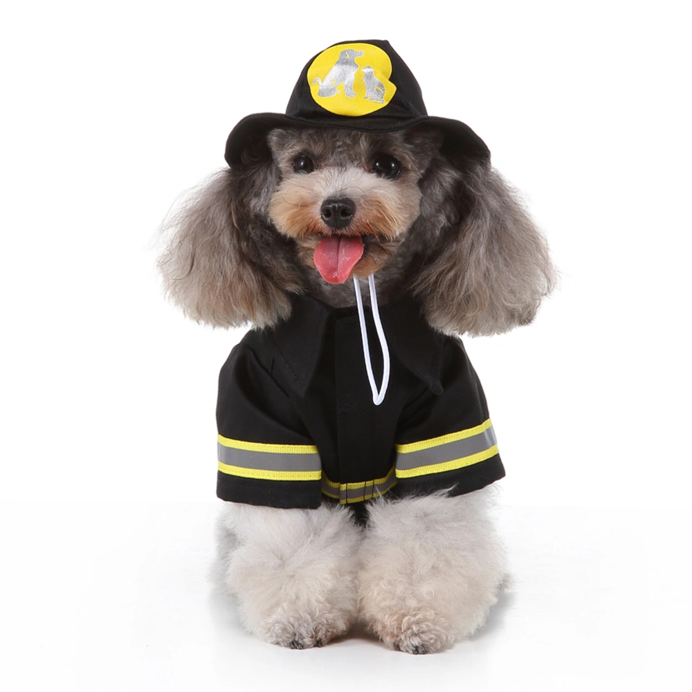 1 Set of Pet Dog Clothes Firefighter Uniform Shape Pet Clothing Party Performance Costume Transformed Coat for Pet Cat Puppy Size M Black