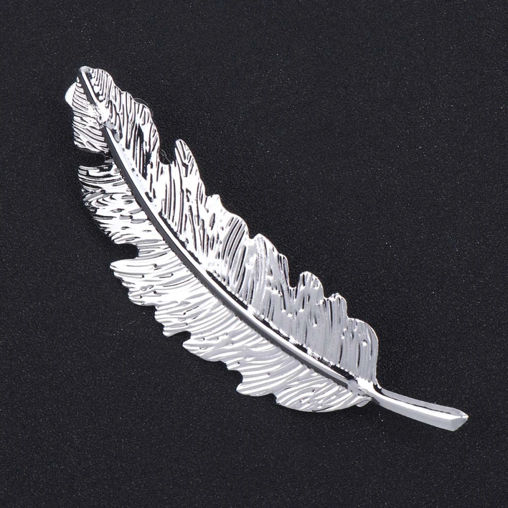 Alloy Feather Design Hair Clip Simple Hair Pin Delicate Hair Ornament for Women Hair Decoration (Silver)