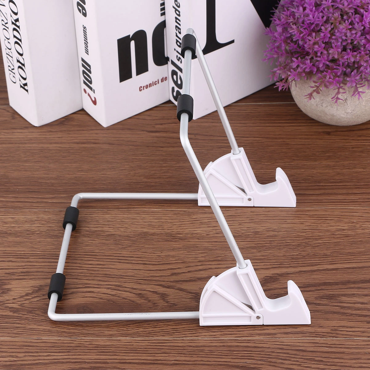 Tablet Mount Lazy Holder Aluminum Desktop Desk Stand Hand Free Tablet Bracket Tablet Display Stand (White)