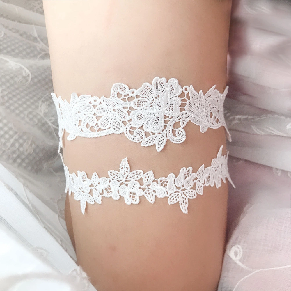 1 Pair of Fashion Bridal Garters Beautiful Wedding Lace Flower Garters Decorative Garters for Woman(White)