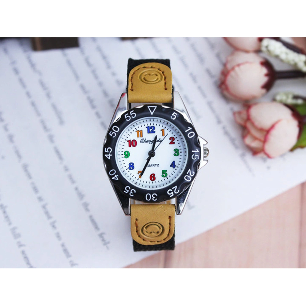 Boys Girls Quartz Watch Kids Children's Fabric Strap Student Time Clock Wristwatch (Black)