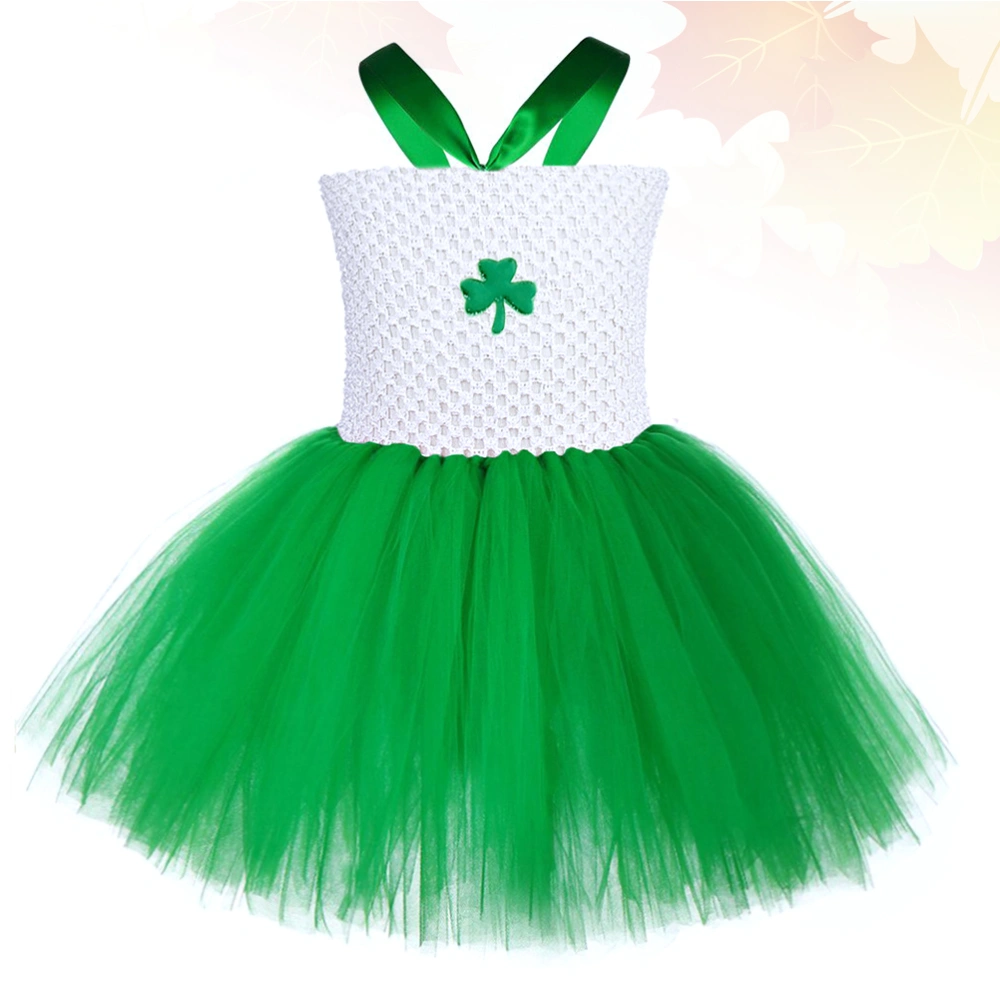 St. Patrick's Day Skirt Party Gauze Skirt Beautiful Tutu Skirt Girls Party Costume (Size M, 100-110, with Inner)