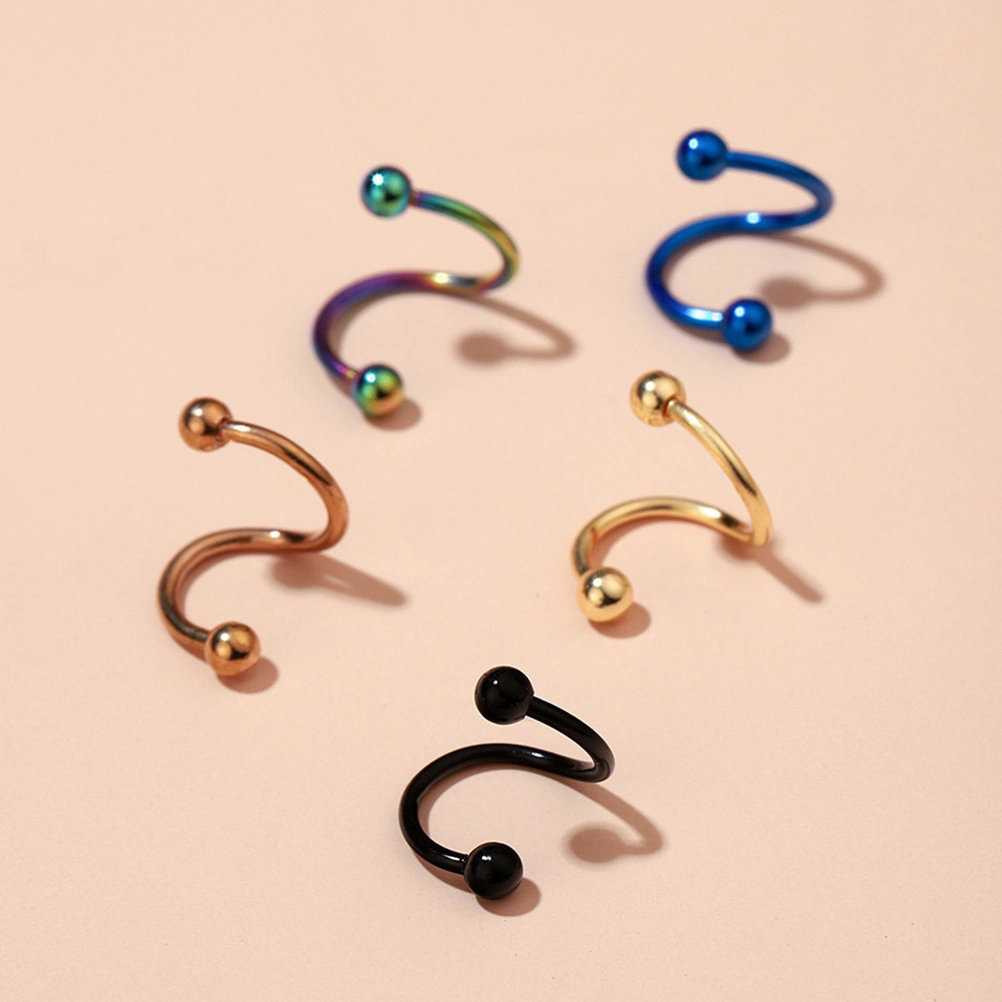 5pcs Nose Ring Multi-purpose Stainless Steel Nose Nail (Assorted Color)