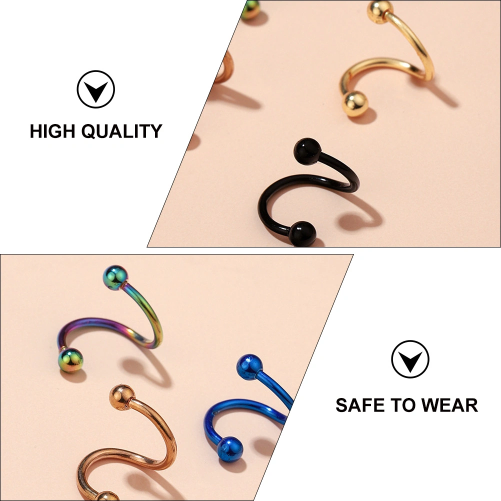 5pcs Nose Ring Multi-purpose Stainless Steel Nose Nail (Assorted Color)