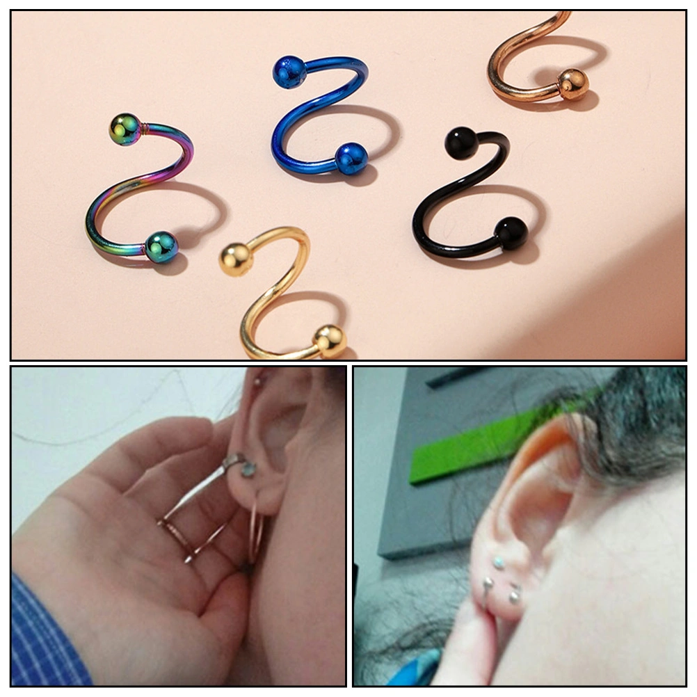 5pcs Nose Ring Multi-purpose Stainless Steel Nose Nail (Assorted Color)