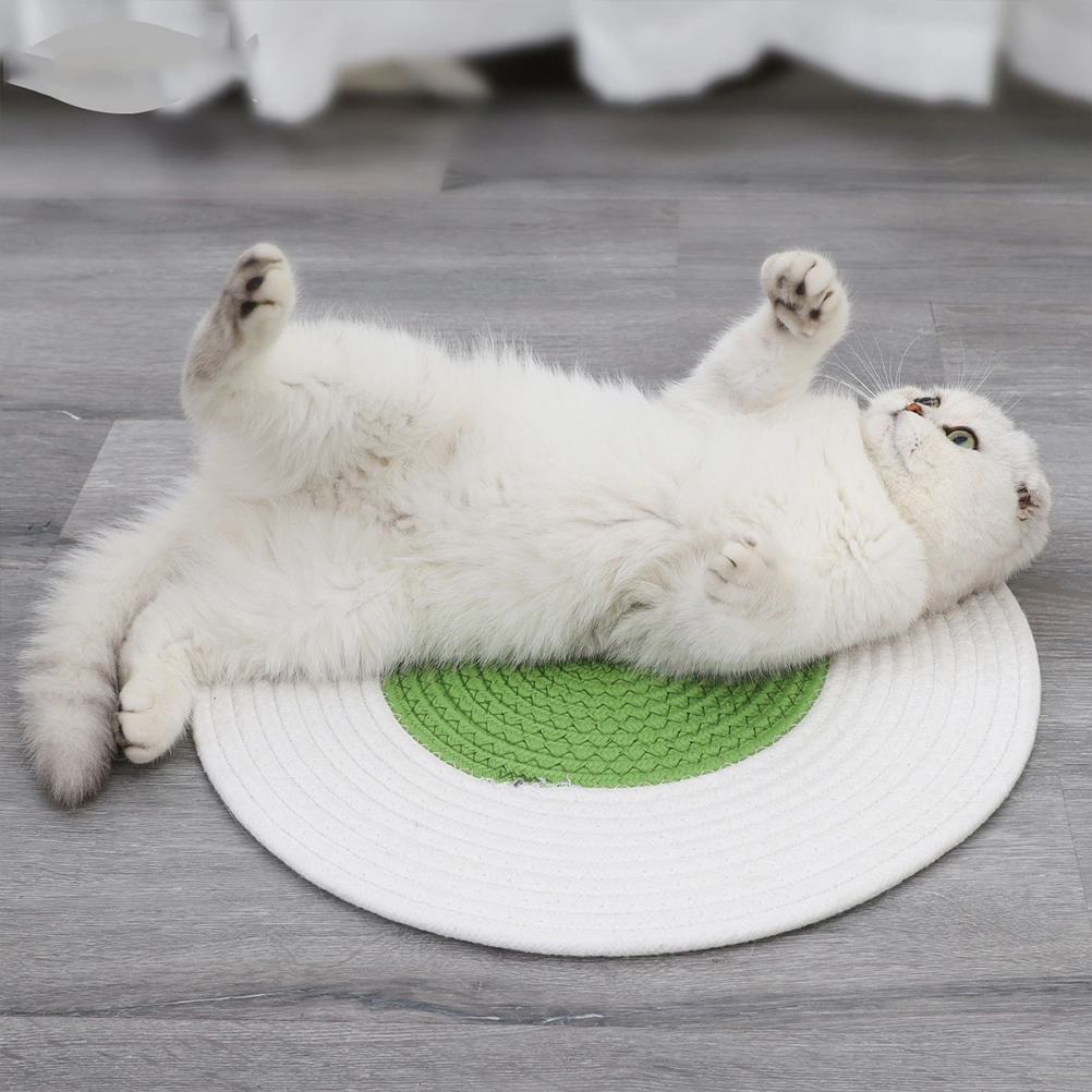 Claws Grinding Cat Pad Knitted Cat Sleeping Mat Dual Use Scratching Board Green and White