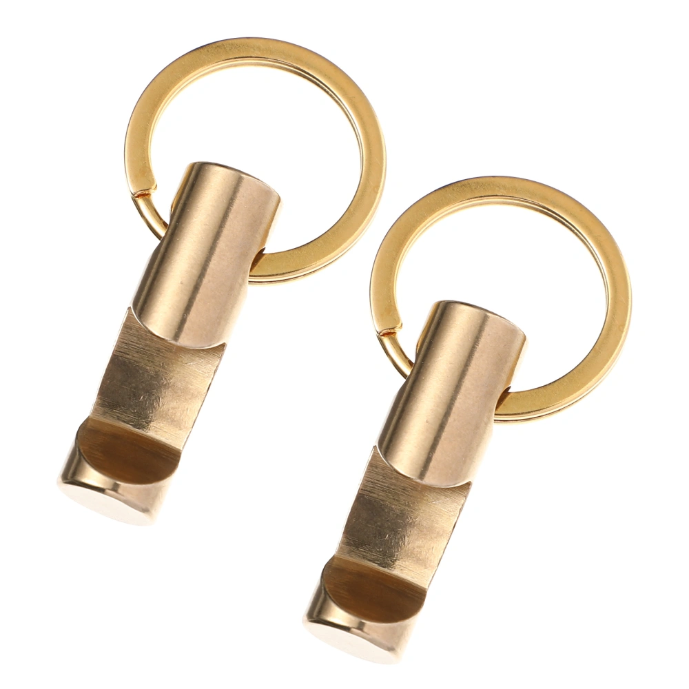 1 Set 2 Pcs Portable Brass Bottle Openers Practical Key Chains (Golden)