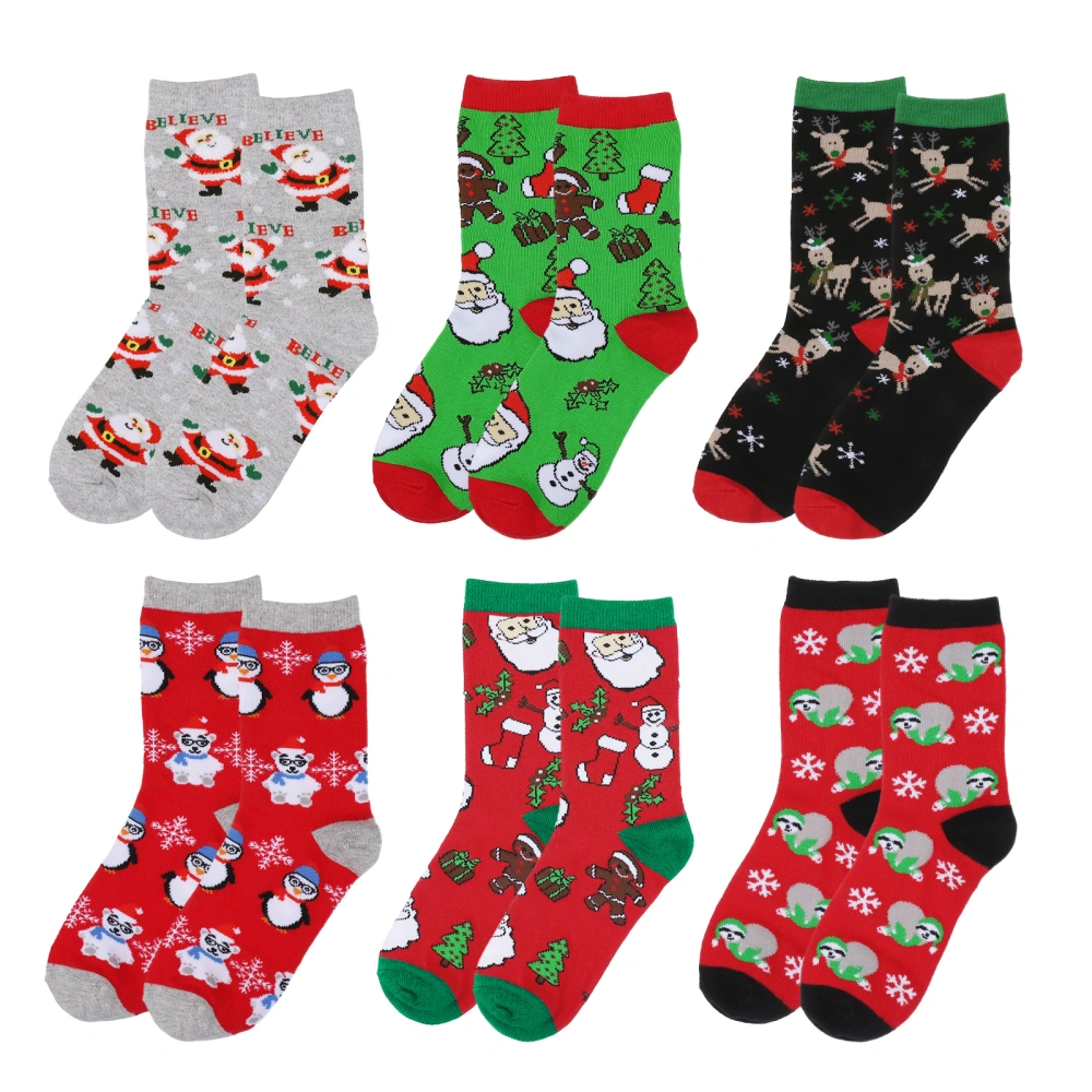 SOIMISS 6 Pairs Christmas Socks Middle Tube Stockings Fashion Socks for Autumn Cold Winter Days