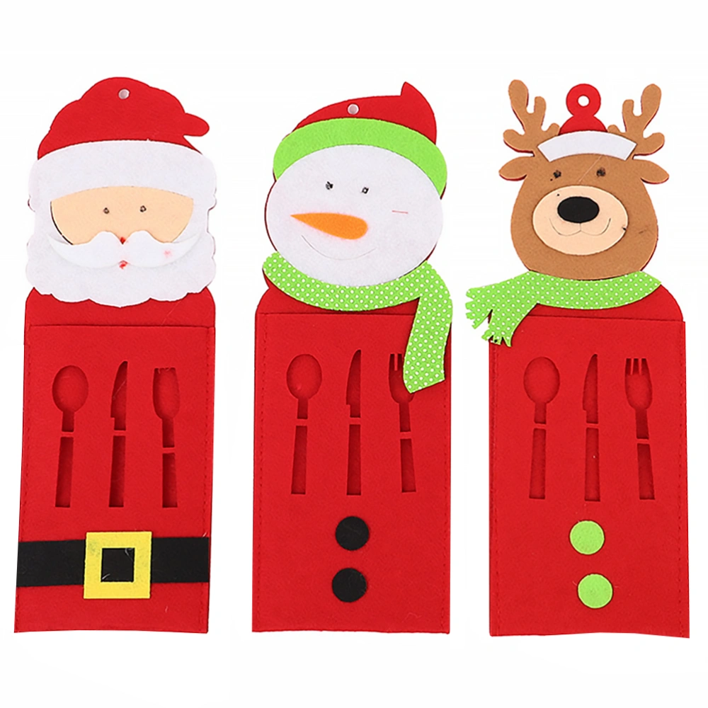 3pcs  Christmas Pouch Christmas Creative Tableware Cover Fork Cover