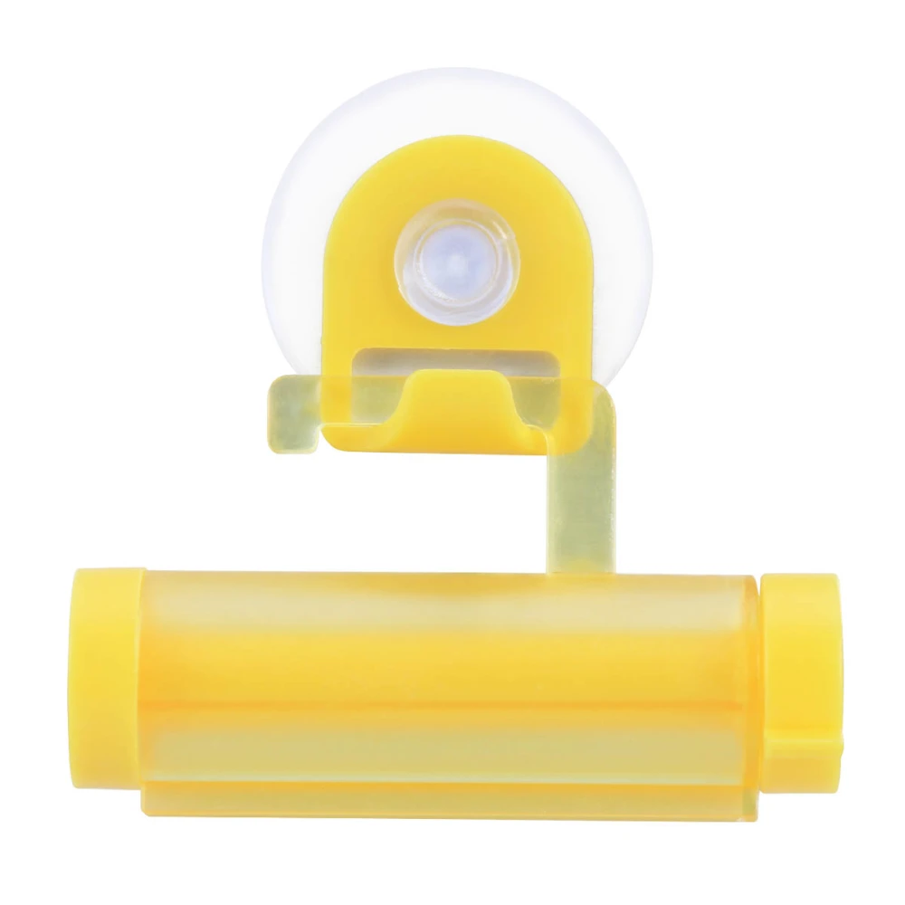 Reusable Rolling Toothpaste Squeezer Wall Mounted Sucker Toothpaste Dispenser Suction Hanging Holder Squeeze for Home Bathroom Hotel (Yellow)