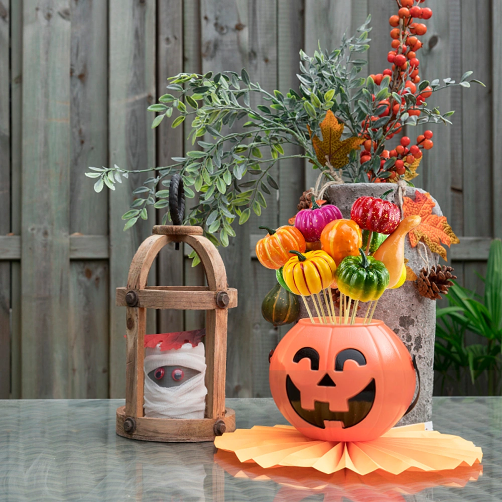 12Pcs Eco-friendly Bipeltate Simulated Pumpkins for Halloween (Colorful Pumpkin)