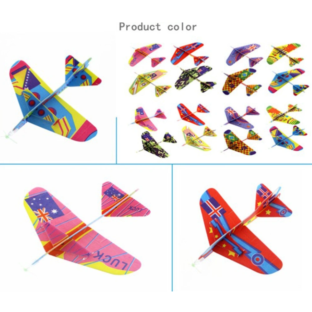 12pcs Assembly Flying Glider Plane Lightweight Air Planes Fun Toys Party Favor for Kids (Random Pattern)