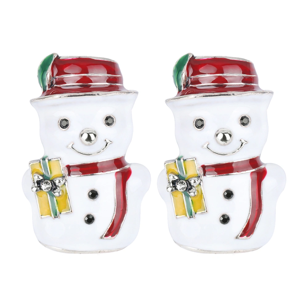 2Pcs Lovely Snowman Shaped Breastpins Creative Alloy Cloth Accessory for Party Holiday Christmas(AL-573-C)