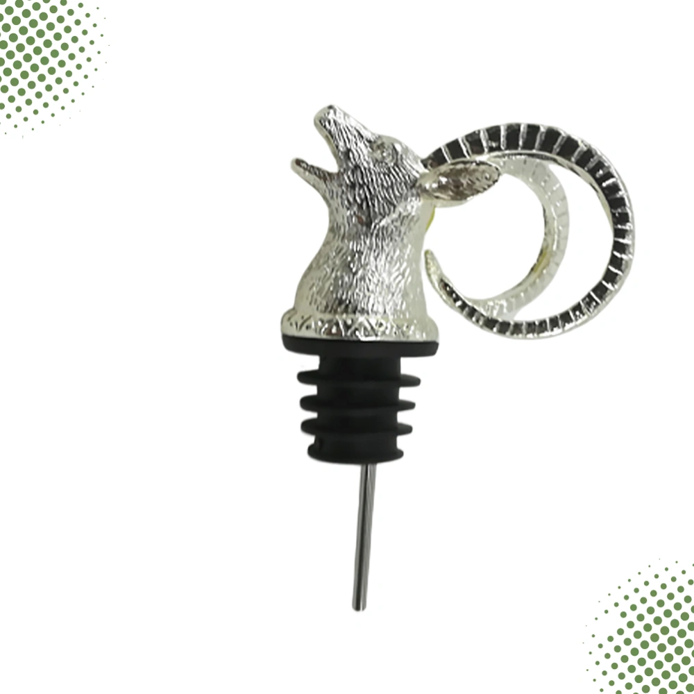 Fashion Antelope Head Wine Pourer Animal Bottle Stopper Creative Wine Aerator Wine Bottle Caps Party Favors for Bar Party Restaurant (Silver)