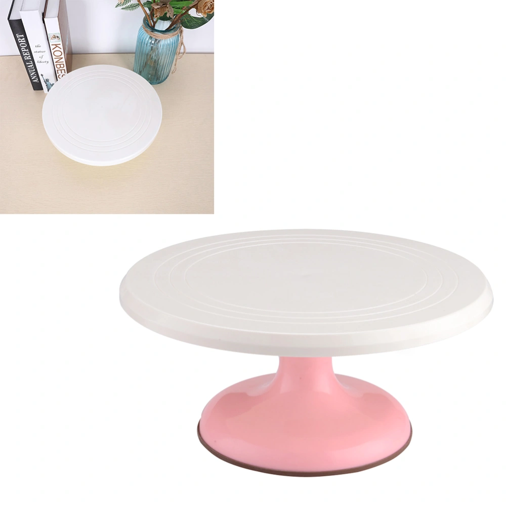 Diy Cakes Decoration Turntable Manually Rotating Round Shaped Cake Mounting Pattern Turntable Baking Supplies (Pink)