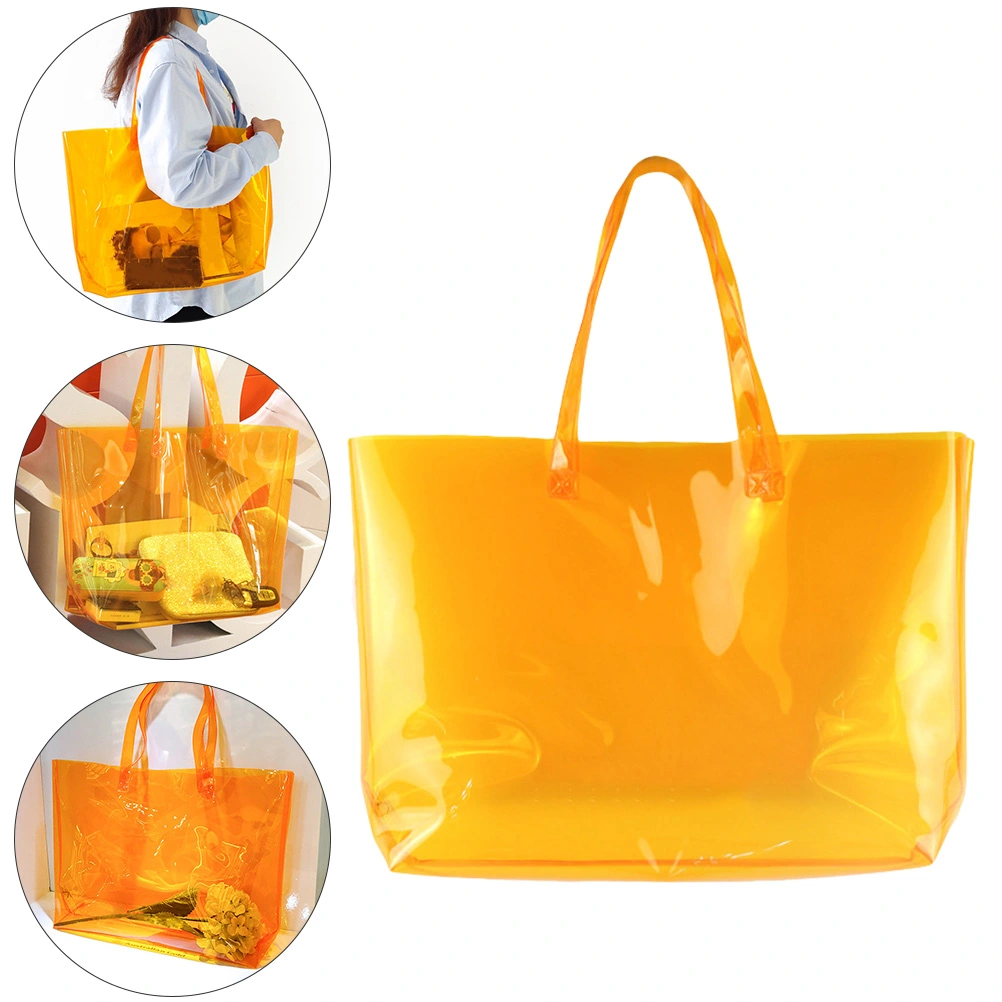 1Pc Transparent PVC Shopping Bag Fashionable Bag Large Capacity Women Handbag