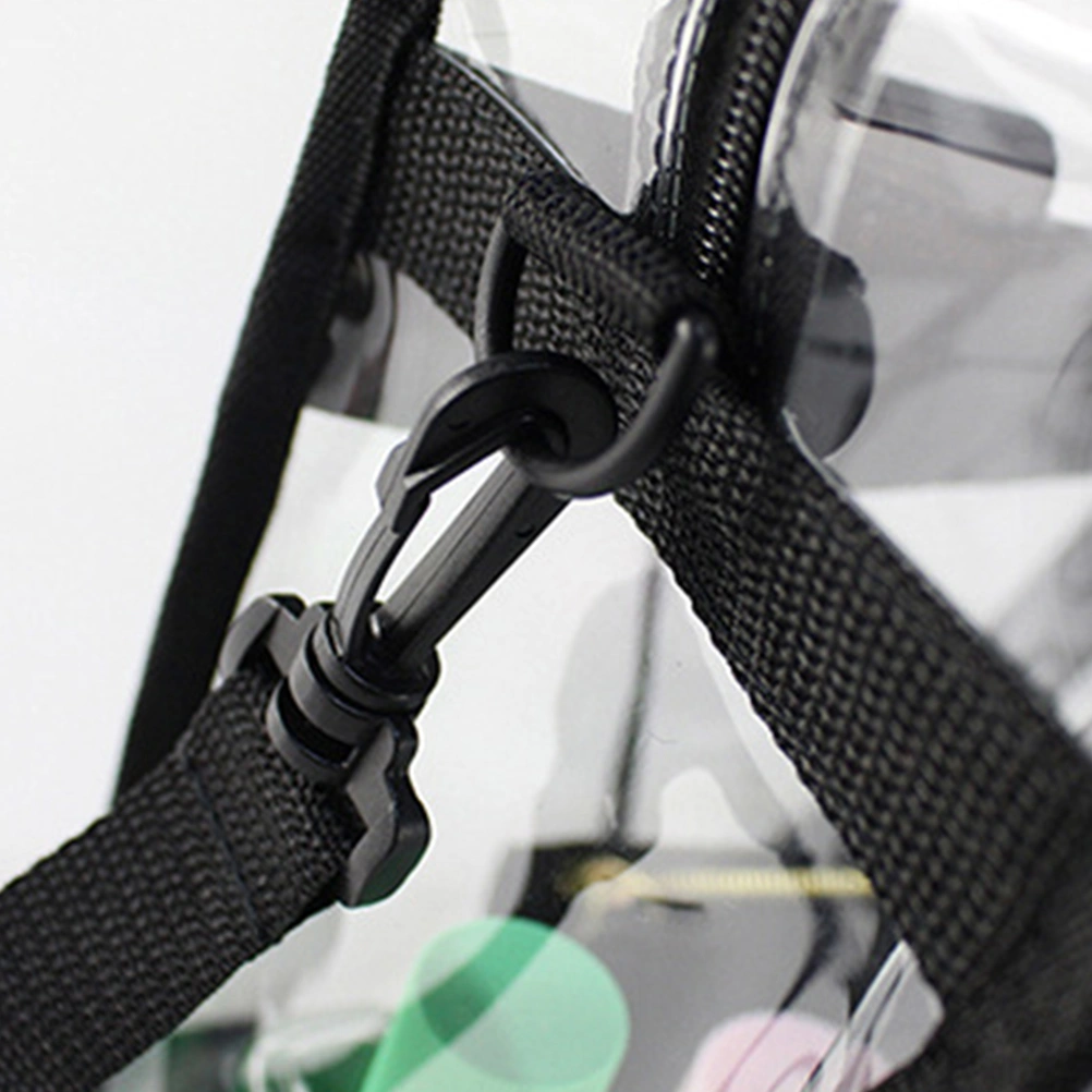 Dual Used Transparent PVC Shoulder Bag Fashionable Large Capacity Handbags Women Shopping Bag with Strap (Black)