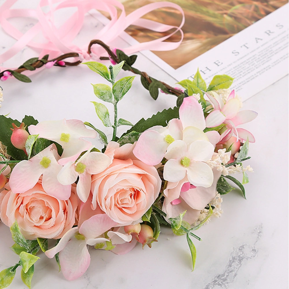 Artificial Rose Flower Headband Seaside Vacation Photo Prop Wreath Hairband