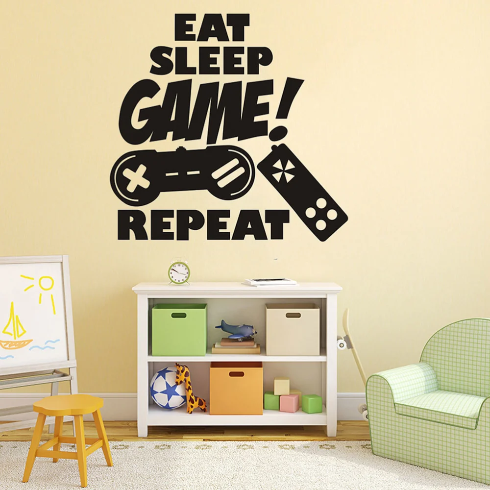 1pc Game Pad Sticker Removable Wall Decal Letter Style Pasters Fashion Background Mural for Home Hotel