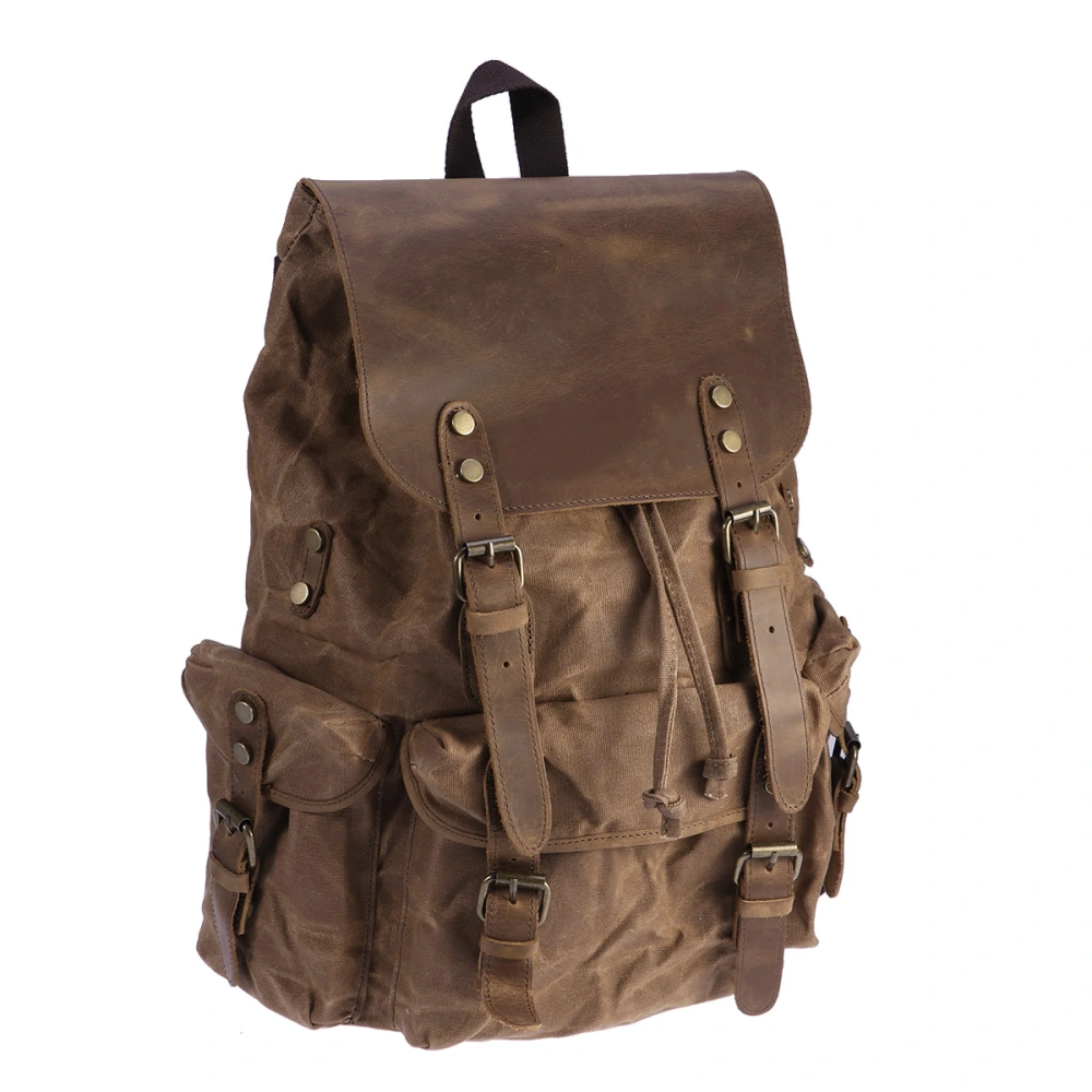 Canvas Backpack Large Capacity Outing Backpack Travel Bag Casual Waterproof Computer Bag(Brown)