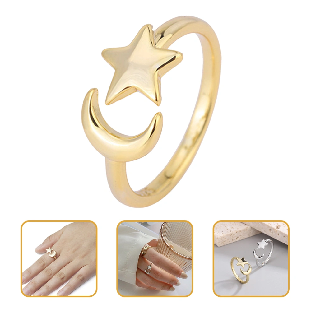 Open Ring Statement Star Moon Ring Women Finger Decoration for Women Girls