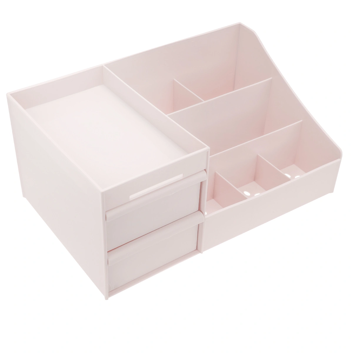 1pc Desktop Plastic Makeup Tool Storage Box Portable Multifunctional Cosmetic Storage Box with Drawer(White)