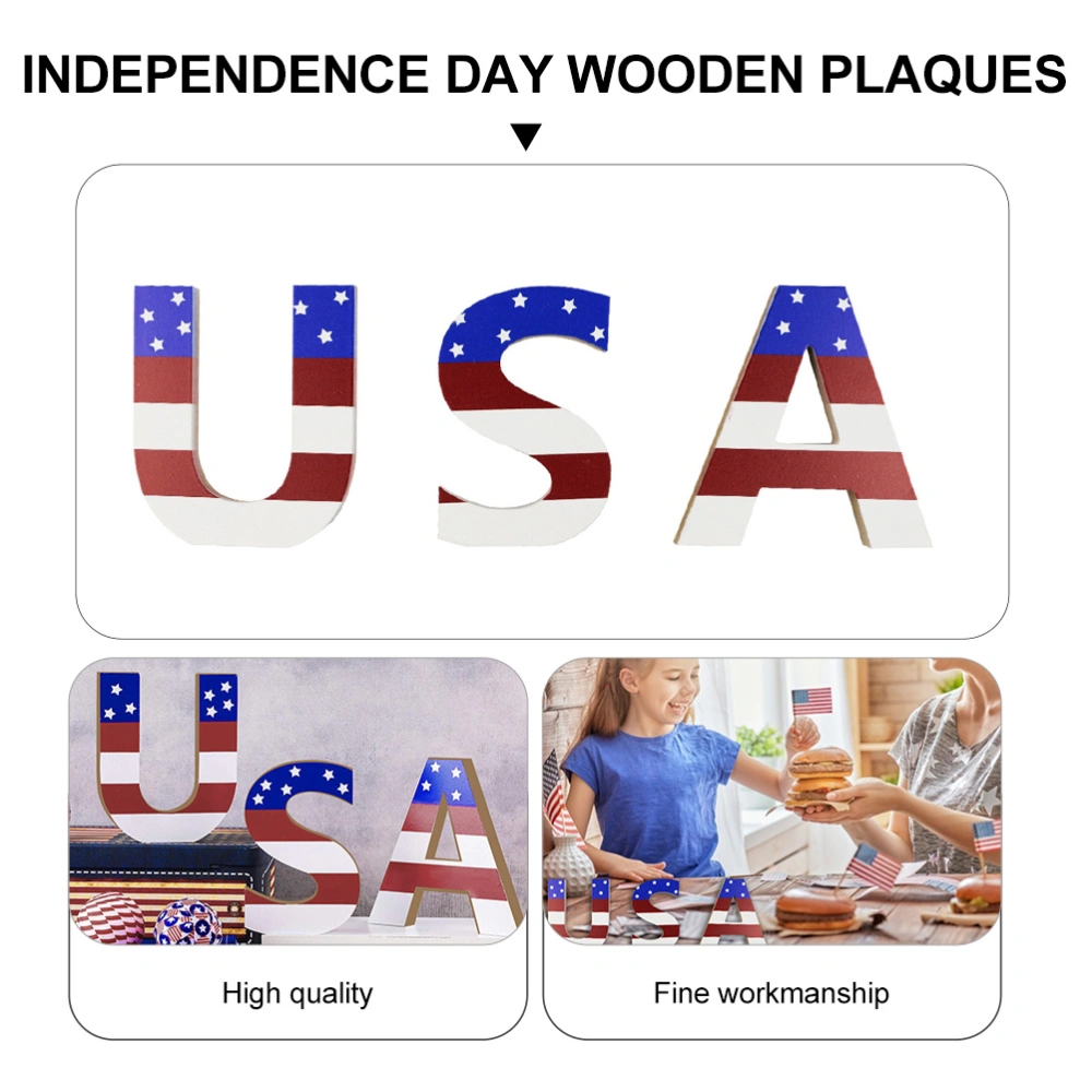 3pcs 4th of July Wooden Sign Independence Day Wooden Plaques USA Adornments