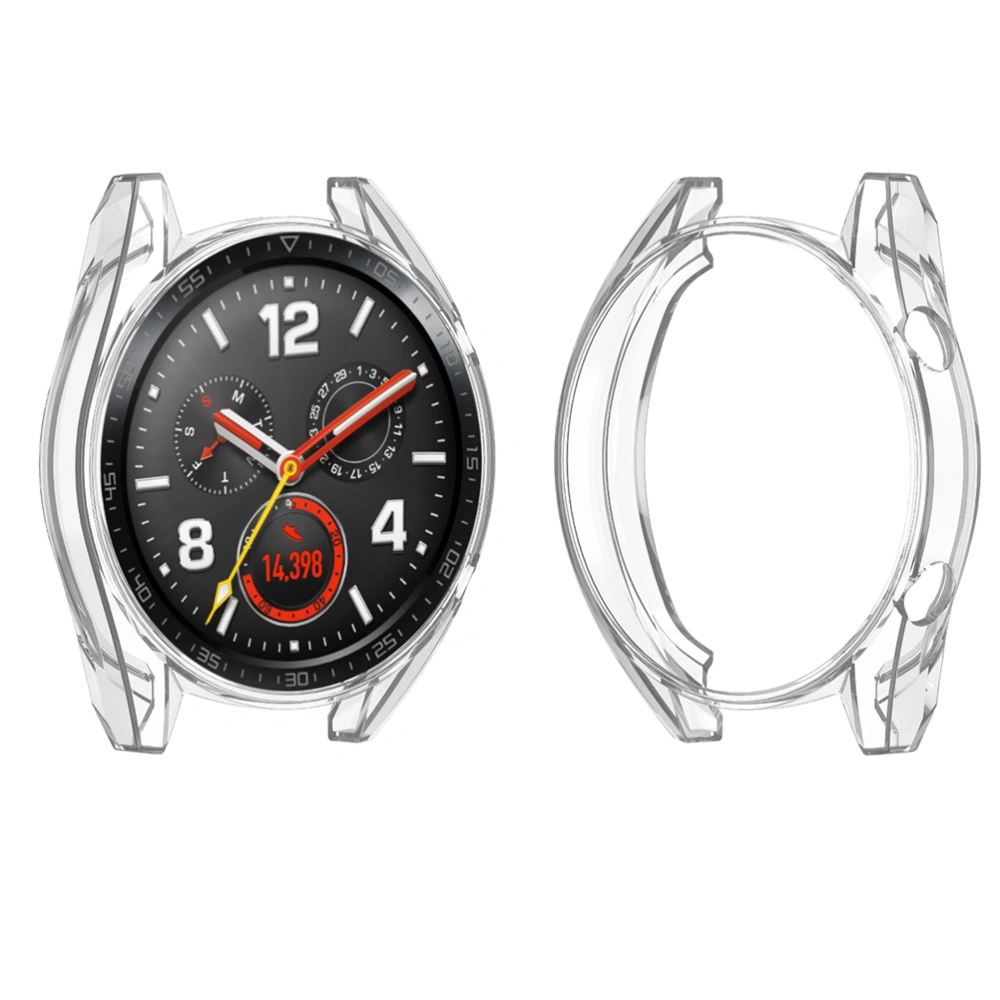 2pcs TPU Anti-Scratch Watch Shell Fashion 46mm Watch Case Protective Wristwatch Cover Frame Compatible for Huawei Watch Gt 2 (Transparent)