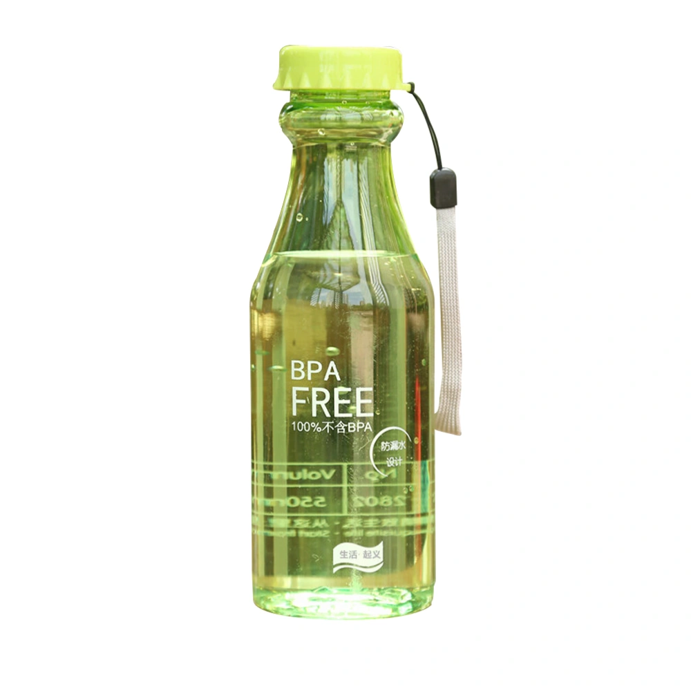 550ml Portable BPA Free Transparent Leakproof Plastic Water Bottle for Yoga Running Outdoor Sports (Green)