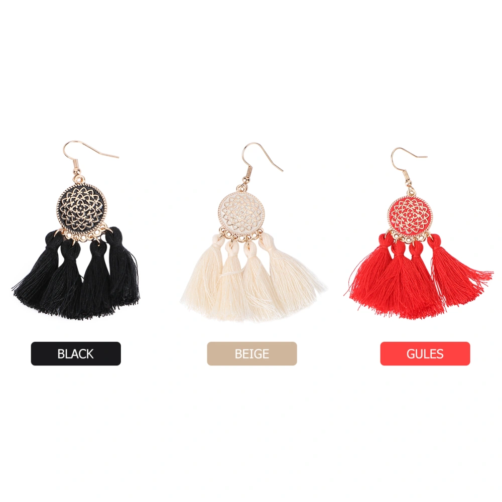 3 Pairs of Fringe Earrings Bohemian Seaside Resort Accessories for Women