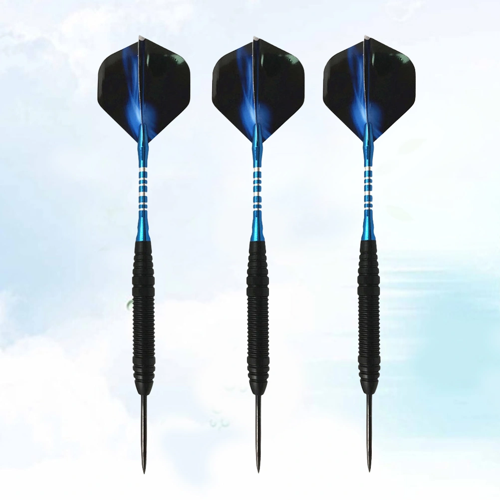 1 Set Alloy Darts Set Professional Needle Tipped Dart Shafts Standard Flights with Dart Sharpener for Dartboard (Blue)