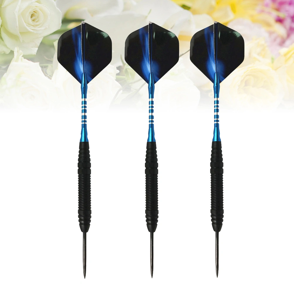 1 Set Alloy Darts Set Professional Needle Tipped Dart Shafts Standard Flights with Dart Sharpener for Dartboard (Blue)