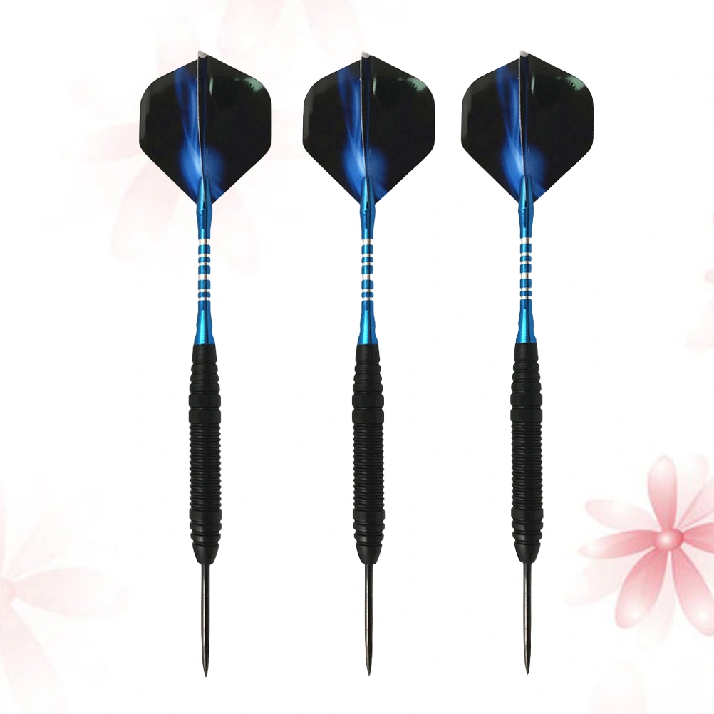 1 Set Alloy Darts Set Professional Needle Tipped Dart Shafts Standard Flights with Dart Sharpener for Dartboard (Blue)