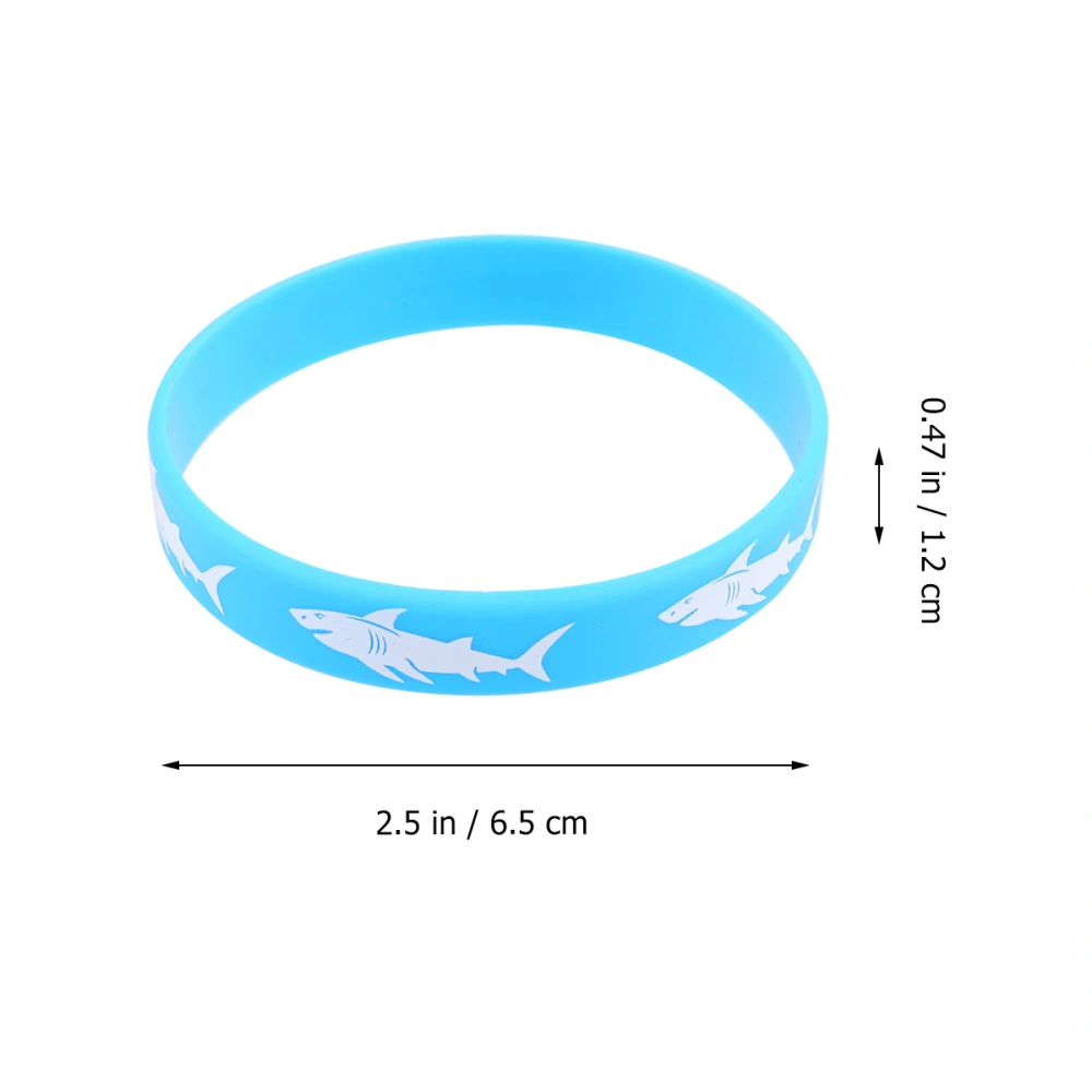 25pcs Shark Bracelet Toy Printing Wrist Straps Silicone Wristbands Dress up Accessary Party Supplies (Random color)