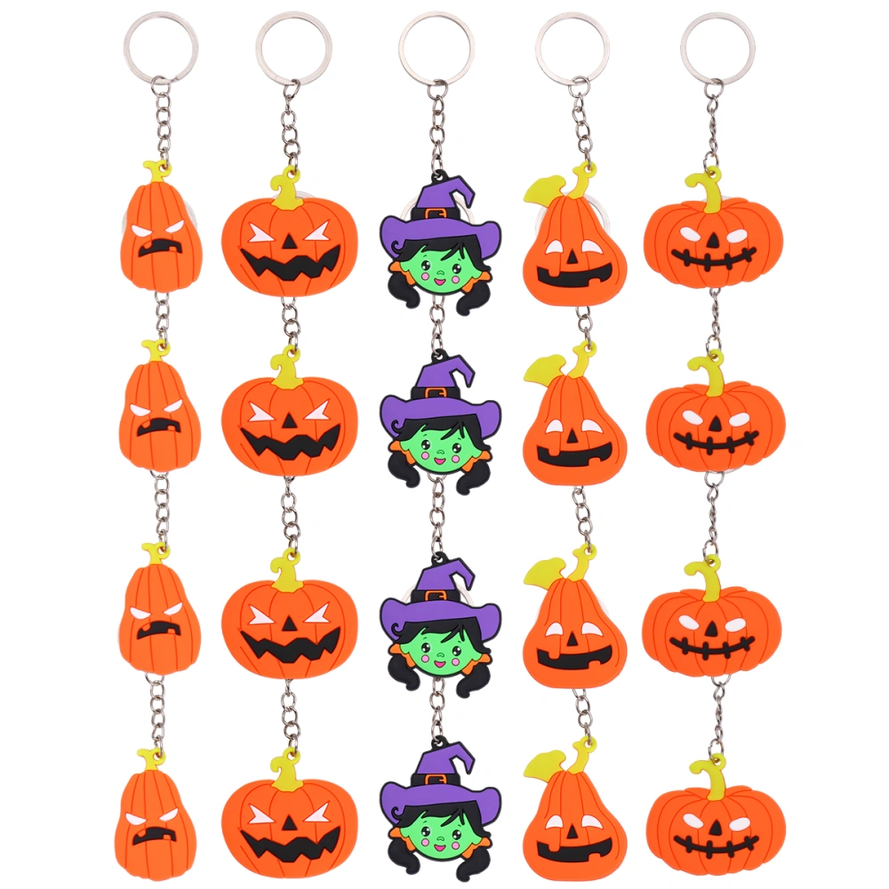 24pcs Halloween Pumpkin Keyring PVC Pumpkin Decoration Keychain (Assorted Color)