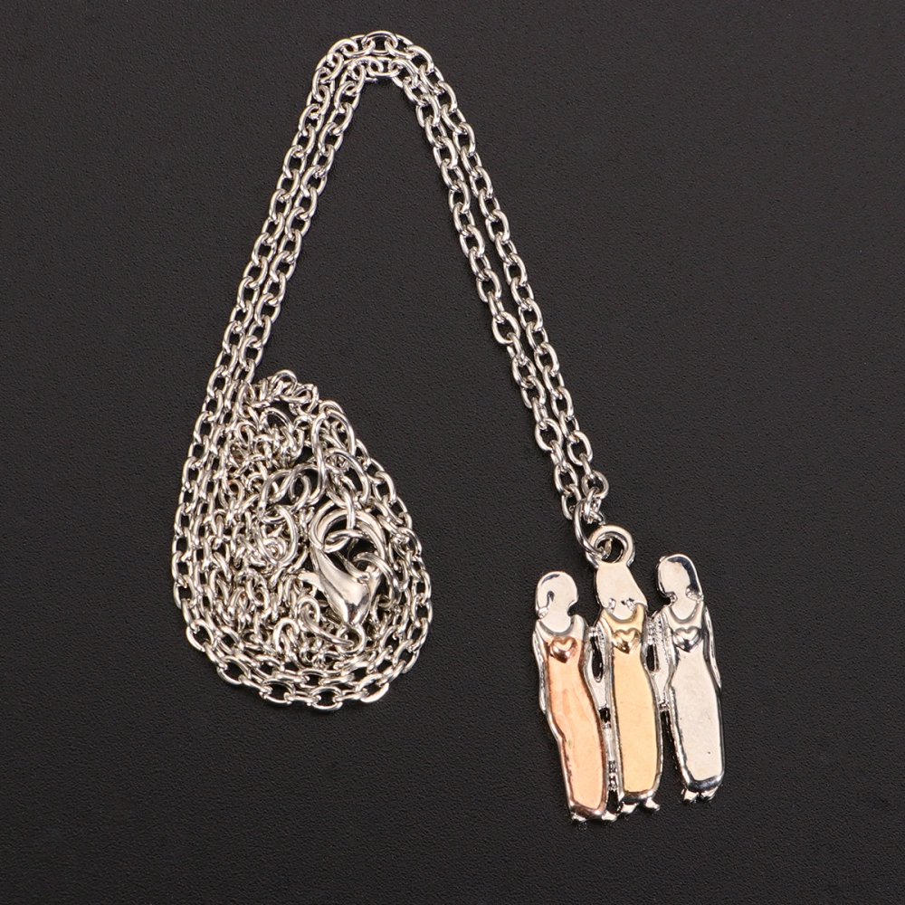 Beautiful Alloy Drop Necklace Pendant Chain Jewelry for Women Girls (Three Sisters)