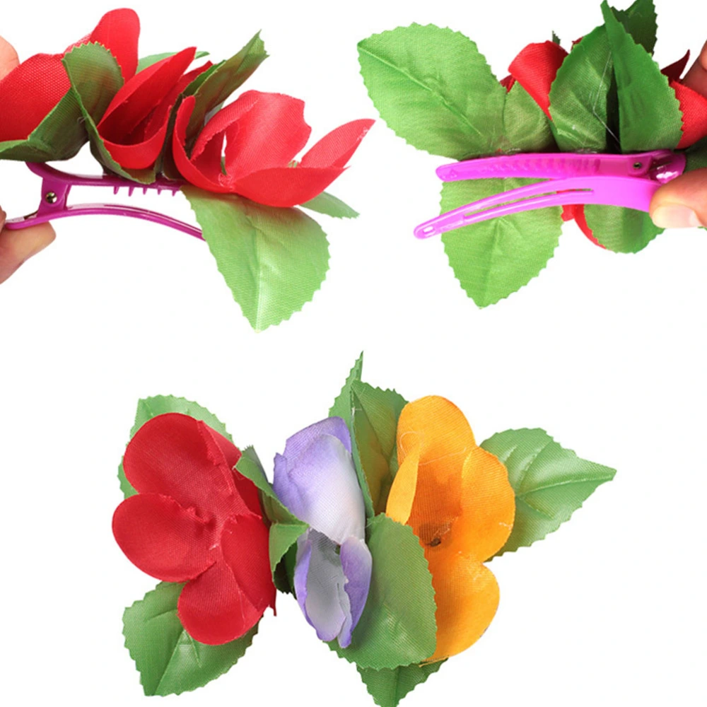 10pcs Colorful Flower Hair Clips Floral Headdress Lady Barrettes Accessories Bobby Pin Hawaiian Style Hair Pin(Assorted Color)