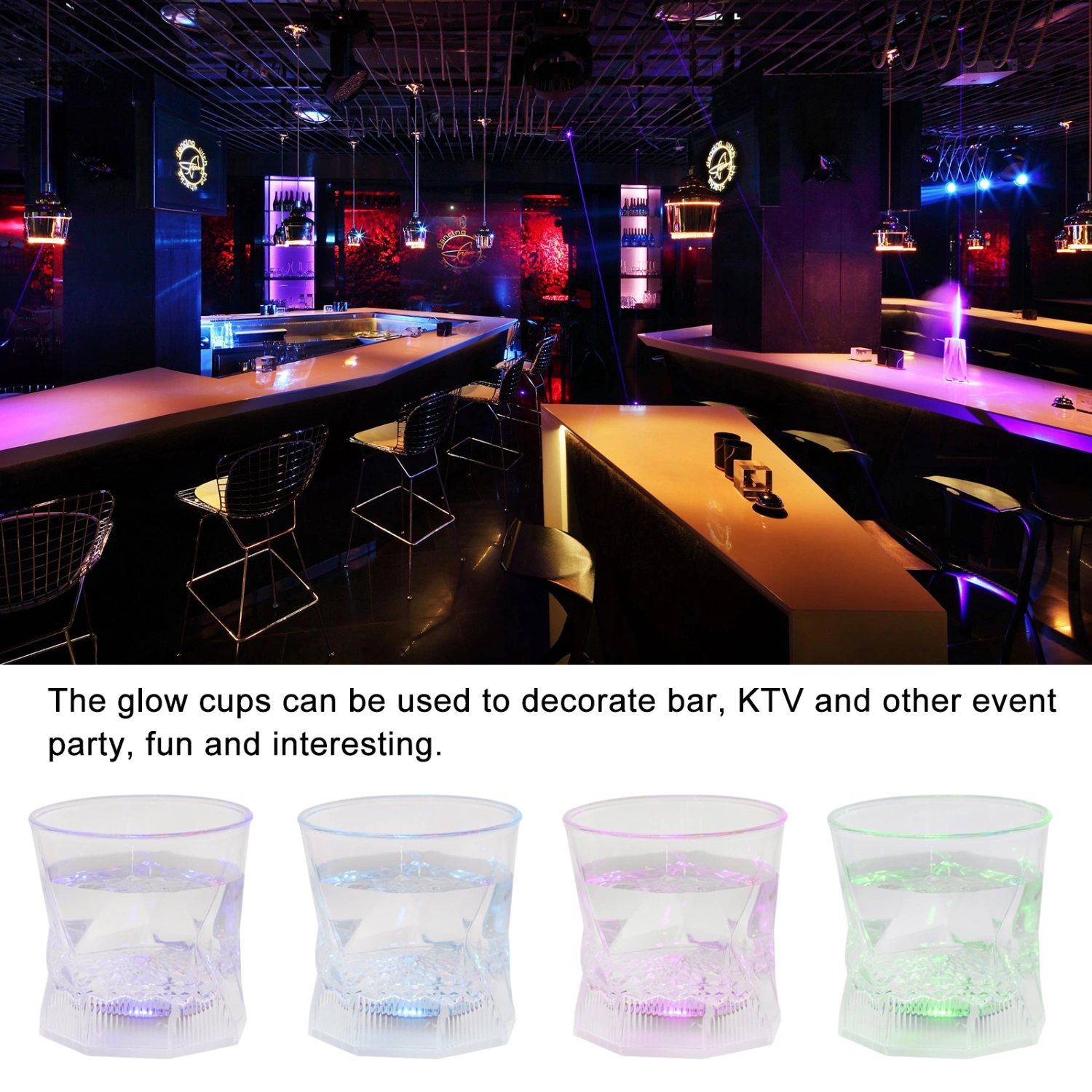 2pcs Water Sensing Cups Transparent Plastic Water Cups Glowing Bar Beverage Cups