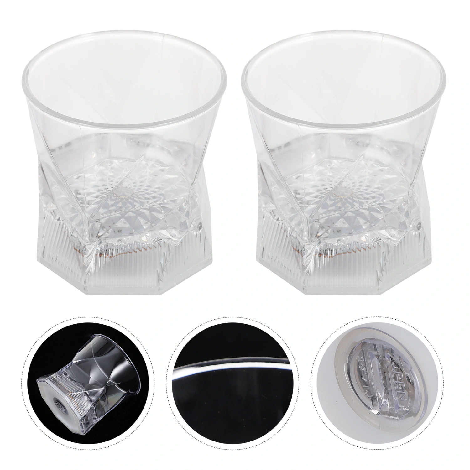 2pcs Water Sensing Cups Transparent Plastic Water Cups Glowing Bar Beverage Cups
