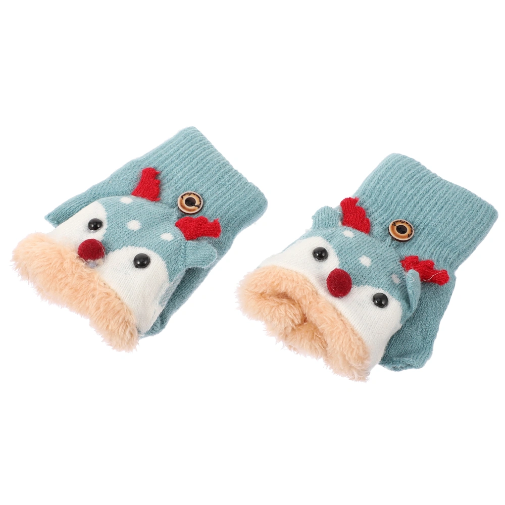 1 Pair of Kids Adorable Gloves Outdoor Windproof Gloves Warm Half-finger Gloves