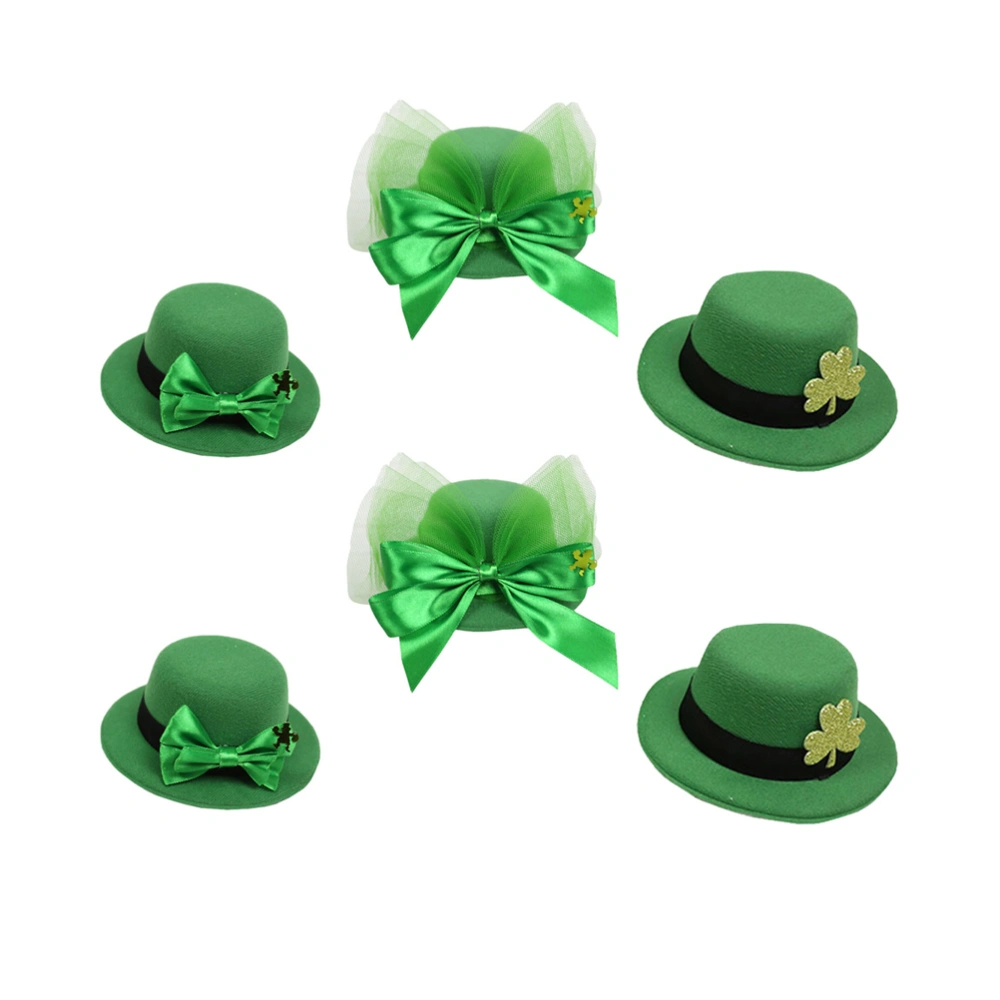 6Pcs St. Patrick's Day Hairpins Leprechaun Hat Hair Clips Green Bowknot Hairpins