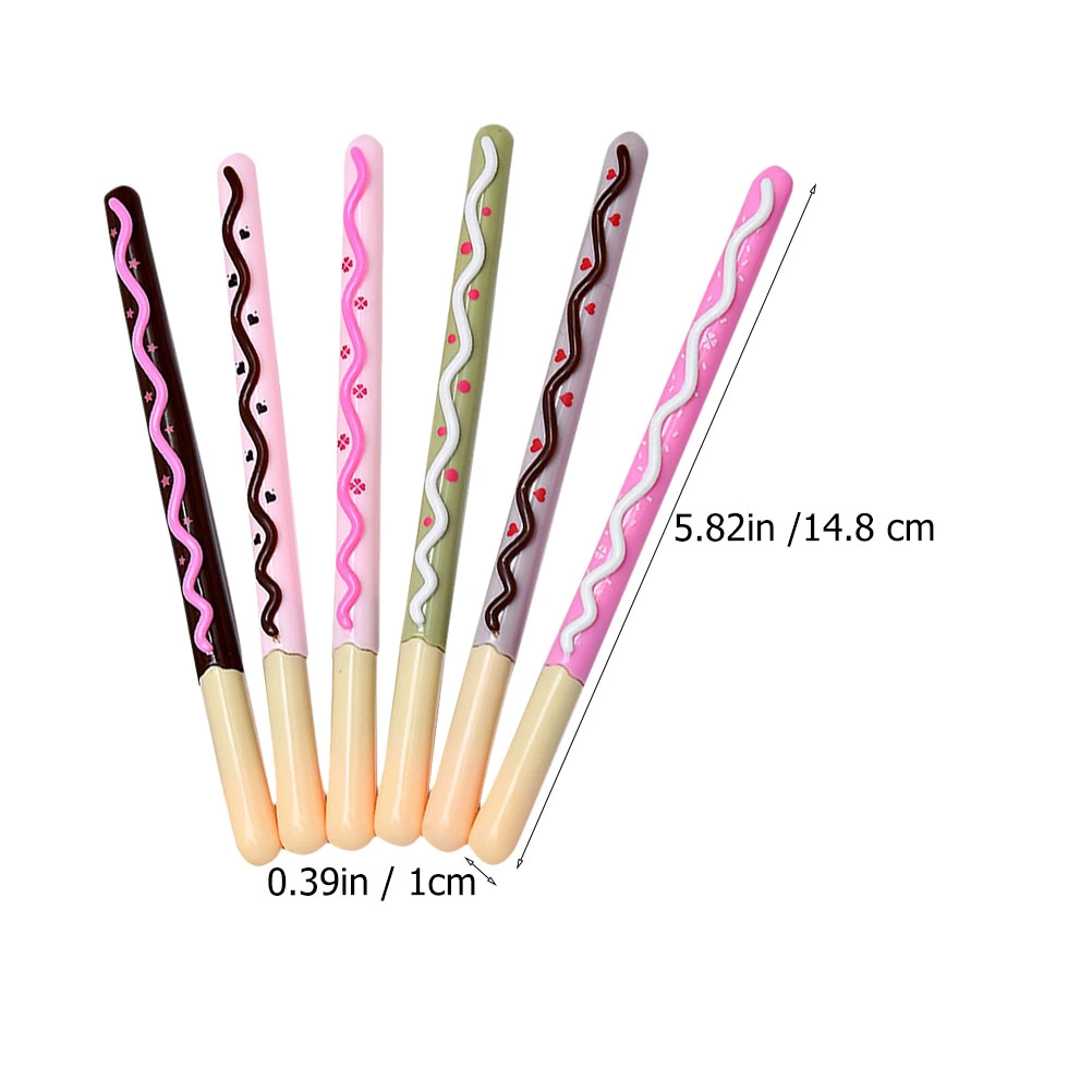 6pcs Black Refill Gel Pens Practical Writing Pen Stationery Pen for Student