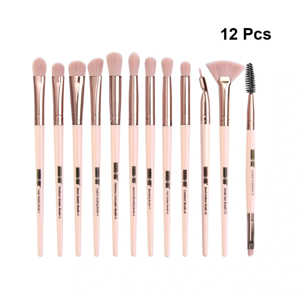 1 Set of 12PCS Cosmetic Brushes Kit Eyeshadow Brush Fashionable Makeup Tool Multifunctional Makeup Brush Kit Sturdy Cosmetic Brush Set for Women Lady Makeup Use Pink+Rose Gold