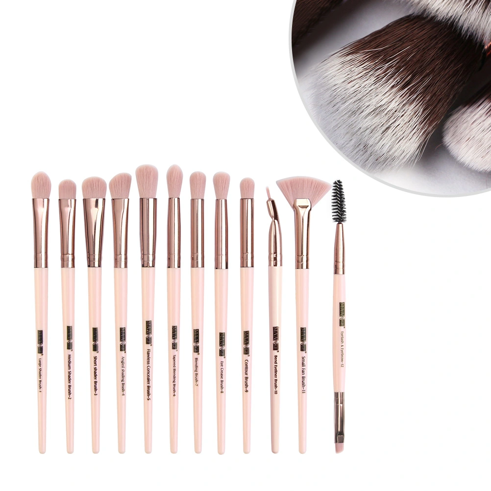 1 Set of 12PCS Cosmetic Brushes Kit Eyeshadow Brush Fashionable Makeup Tool Multifunctional Makeup Brush Kit Sturdy Cosmetic Brush Set for Women Lady Makeup Use Pink+Rose Gold
