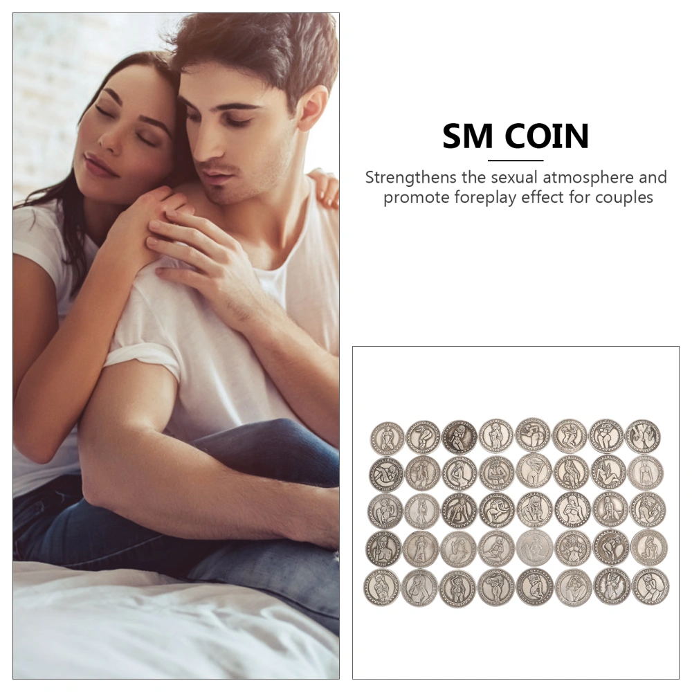 40pcs Adults Sex Coin Flipping Challenge Coin Commemorative Coin (Silver Black)